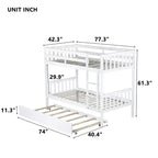 Lit superposé moderne en bois, double sur double avec lit gigogne, convertible en 2 lits