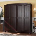 Armoire-penderie Kyle à 4 portes en bois massif 100 % Palace Imports, avec portes en bois massif ou miroir