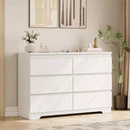 Commode à 6 tiroirs, style moderne et simple pour chambre à coucher, blanche