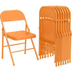 Lot de 8 chaises pliantes tout acier avec dossier, chaises pliantes en métal robustes, capacité de 159 kg, convient pour l'intérieur et l'extérieur