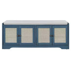 Banc de rangement rustique en bois Whisen, banc à chaussures d'entrée avec coussin amovible, étagères réglables