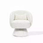 Fauteuil club pivotant rembourré crème avec piètement en bois crème, blanc cassé