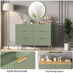 Commode 6 tiroirs COZONY avec design cannelé, Armoire de rangement moderne en bois, Grande commode pour chambre, salon, entrée