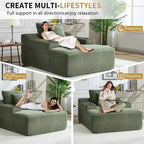 Chaise longue de 170 cm, canapé-lit d'intérieur avec 2 coussins, canapé monoplace sans structure pour salon, aucun assemblage requis