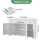 Buffet de cuisine de 55" avec 3 tiroirs et 4 portes, étagère réglable, meuble de rangement pour salle à manger et salon