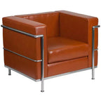 Fauteuil contemporain Emma et Oliver en similicuir avec double cadre enrobant