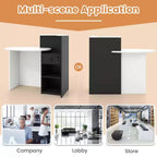 Costway Comptoir de Réception Bureau de Caisse avec Étagère Ouverte et Tiroir Verrouillable Blanc/Marron/Noir