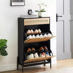 Meuble à chaussures d'entrée avec 2 tiroirs basculants, Organisateur de chaussures en bois mince et autonome, Meuble à chaussures fermé peu encombrant pour couloir, hall d'entrée, appartement