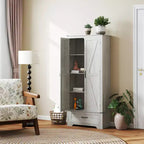 HOMCOM Armoire de garde-manger de ferme de 183 cm avec portes de grange, meuble de rangement de cuisine haut avec étagères réglables et tiroir
