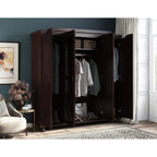 Armoire-penderie Kyle à 4 portes en bois massif 100 % Palace Imports, avec portes en bois massif ou miroir