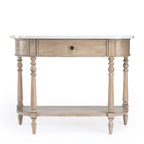 Table console avec plateau en marbre – Brun clair / Gris / Noir délavé, demi-lune, montage par une personne