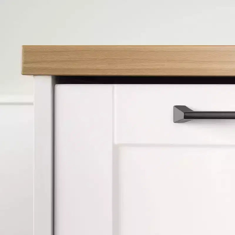 Îlot de cuisine à 6 tiroirs – Style champêtre, blanc et érable muscade, 47,25 po L