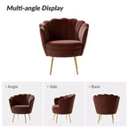 Fauteuil baril confortable avec pieds en métal doré, fauteuil d'appoint pour salon