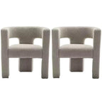 Ensemble de 2 fauteuils rembourrés en tissu bouclette à accoudoirs carrés de 71 cm de large - Kinwell