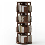 Bibliothèque verticale étroite rotative en bois