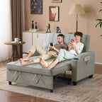 Canapé-lit convertible inclinable en cuir rembourré « Cats Claw » avec coussins pour petits espaces