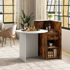 Costway Comptoir de Réception Bureau de Caisse avec Étagère Ouverte et Tiroir Verrouillable Blanc/Marron/Noir