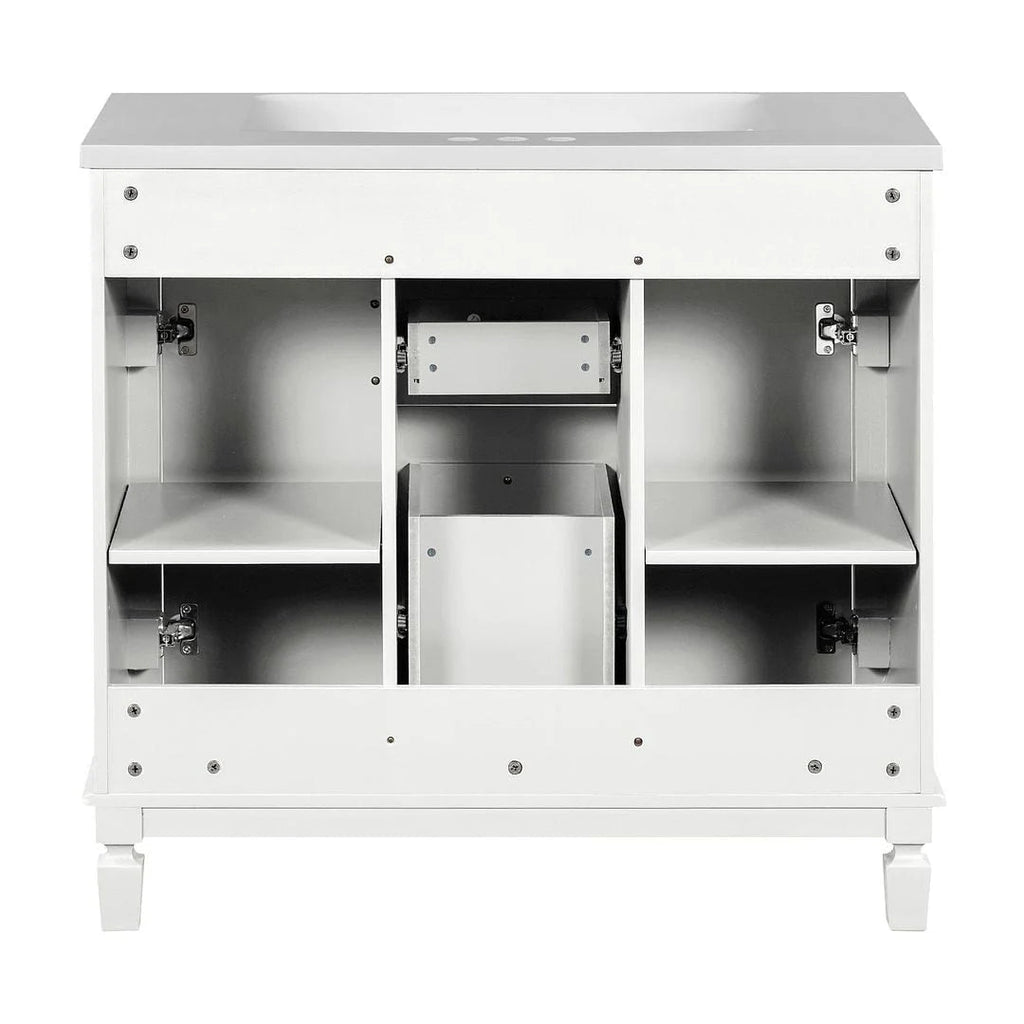 Meuble-lavabo moderne de 36 po avec vasque et armoire à miroir, 2 portes et 2 tiroirs