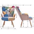Fauteuil d'appoint ailé capitonné et fauteuil à bascule Peace Nest avec pieds et patins en bois d'hévéa