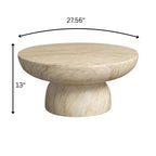 Table basse ronde Lunexa de LeisureMod, table d'appoint à piédestal en pierre de fibre pour utilisation intérieure ou extérieure, design sculpté avec patins antidérapants
