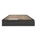 Lit plateforme simple Queen gris écorce avec 3 tiroirs de rangement