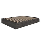 Lit plateforme simple Queen gris écorce avec 3 tiroirs de rangement