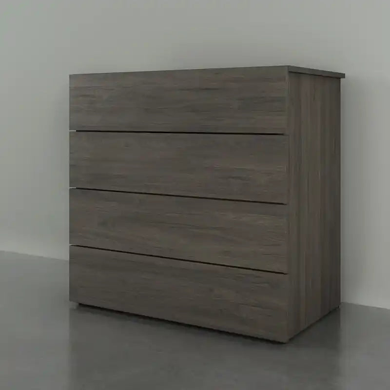 Commode à 4 tiroirs Bark Grey, Bois d'ingénierie avec finition stratifiée