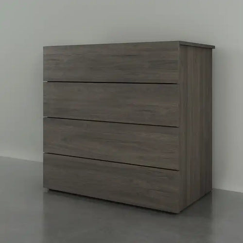Commode à 4 tiroirs Bark Grey, Bois d'ingénierie avec finition stratifiée