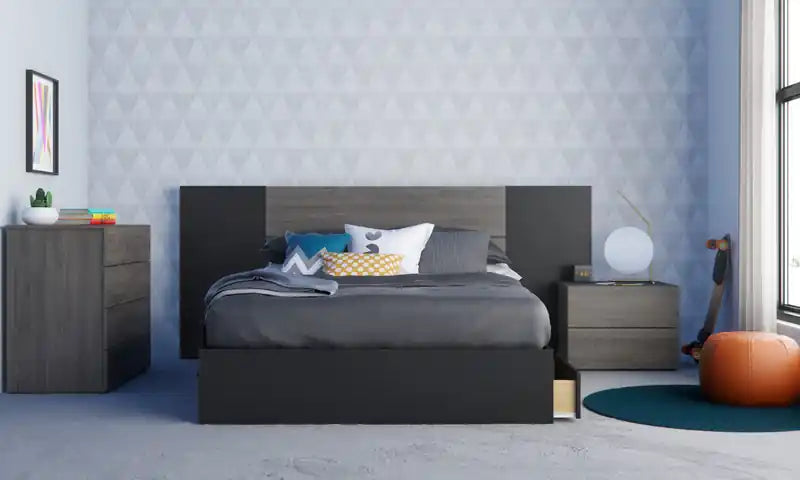 Commode à 4 tiroirs Bark Grey, Bois d'ingénierie avec finition stratifiée