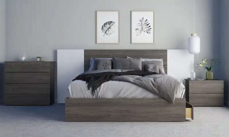 Commode à 4 tiroirs Bark Grey, Bois d'ingénierie avec finition stratifiée