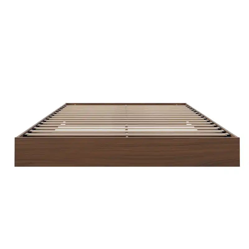 Lit plateforme simple Queen Noyer, Bois composite