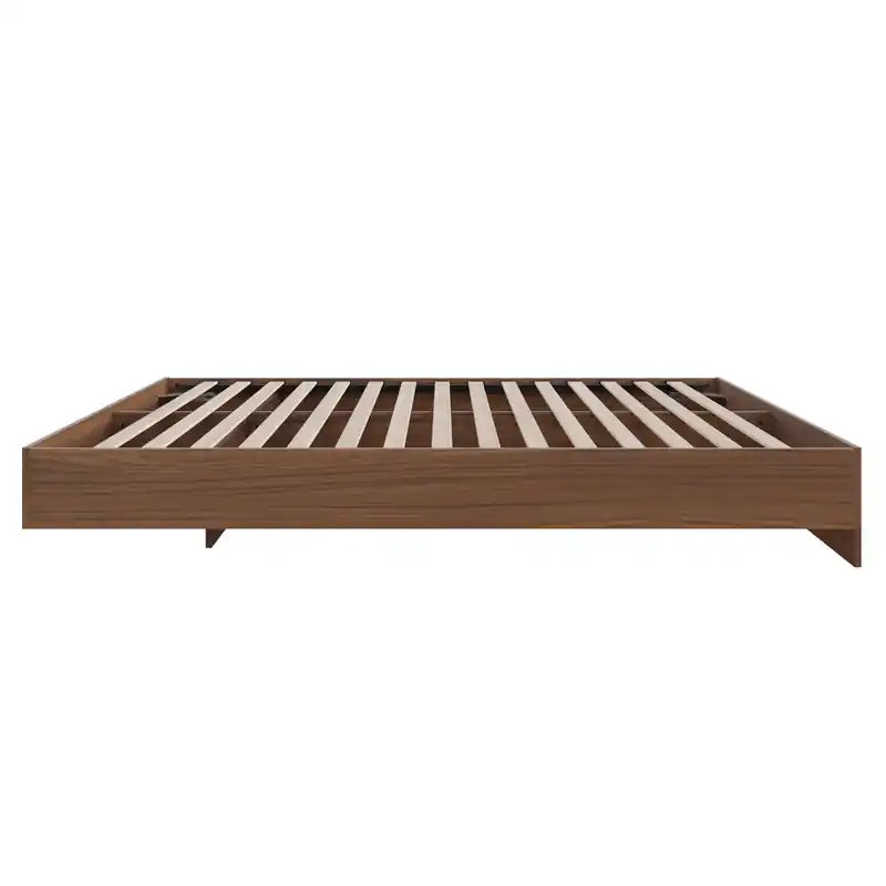 Lit plateforme simple Queen Noyer, Bois composite