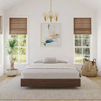 Lit plateforme simple Queen Noyer, Bois composite
