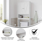 Meuble de toilette sur pied de toilette style ferme avec étagères et portes à fermeture magnétique