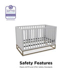 Lit de bébé convertible 3-en-1 gris avec base en métal doré, simple