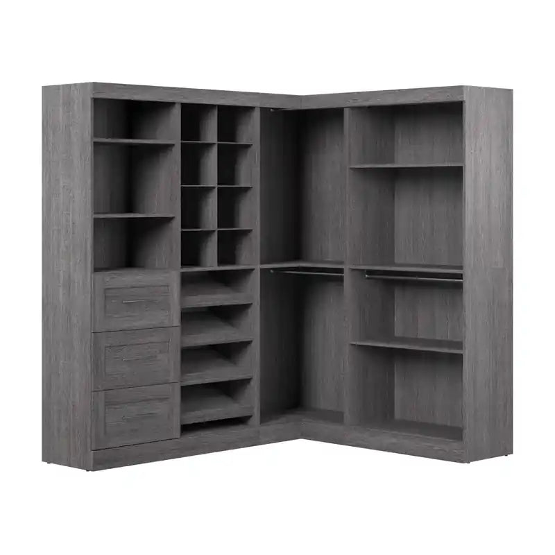 Organisateur de placard de plain-pied de 83 po de style transitionnel blanc/gris avec rangement à chaussures – Simple