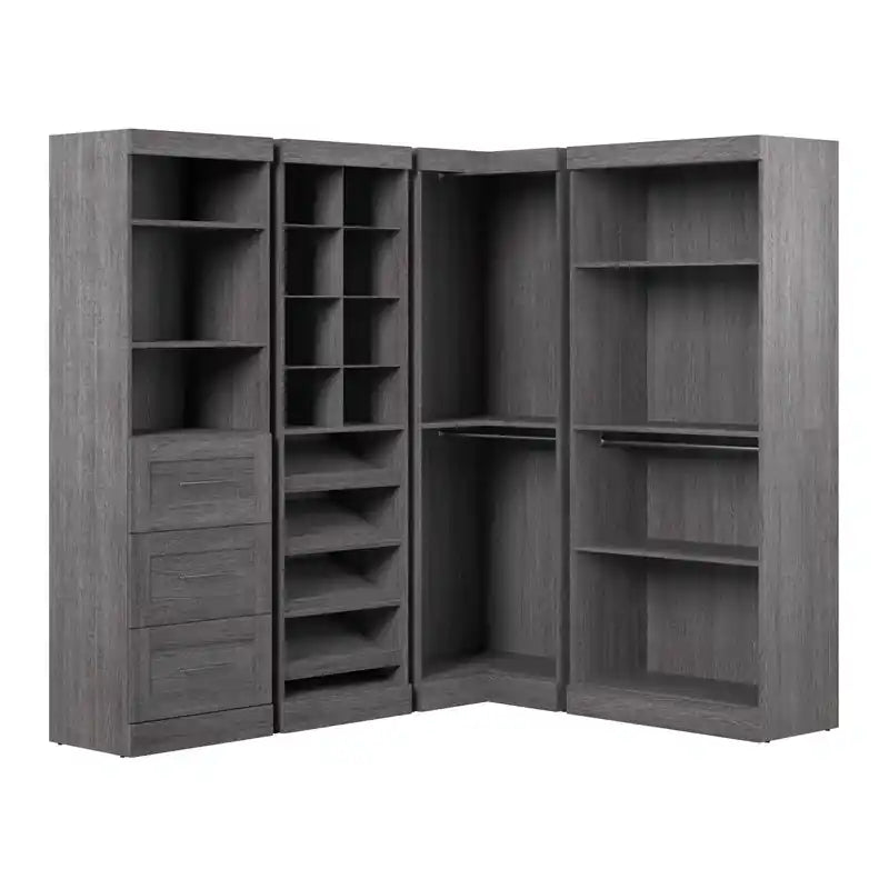 Organisateur de placard de plain-pied de 83 po de style transitionnel blanc/gris avec rangement à chaussures – Simple