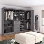 Organisateur de placard de plain-pied de 83 po de style transitionnel blanc/gris avec rangement à chaussures – Simple