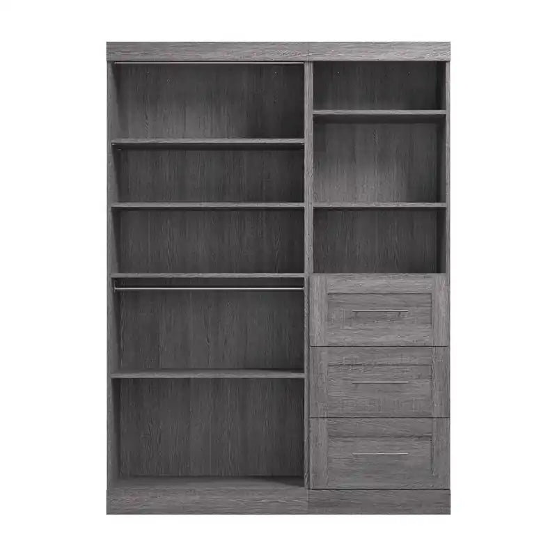 Système de rangement de placard 61 po de transition gris/blanc avec tiroirs – Simple