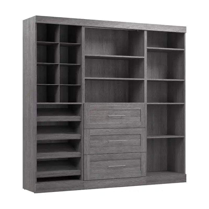 Organisateur de placard de plain-pied transitoire blanc/gris de 86 po avec tiroirs – Simple