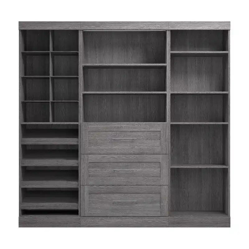 Organisateur de placard de plain-pied transitoire blanc/gris de 86 po avec tiroirs – Simple