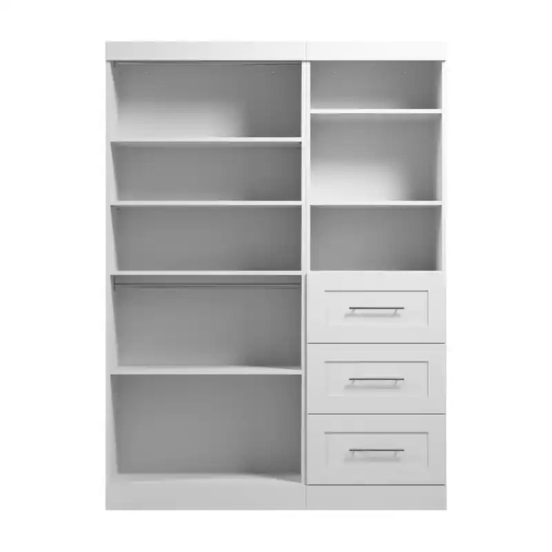 Système de rangement de placard 61 po de transition gris/blanc avec tiroirs – Simple