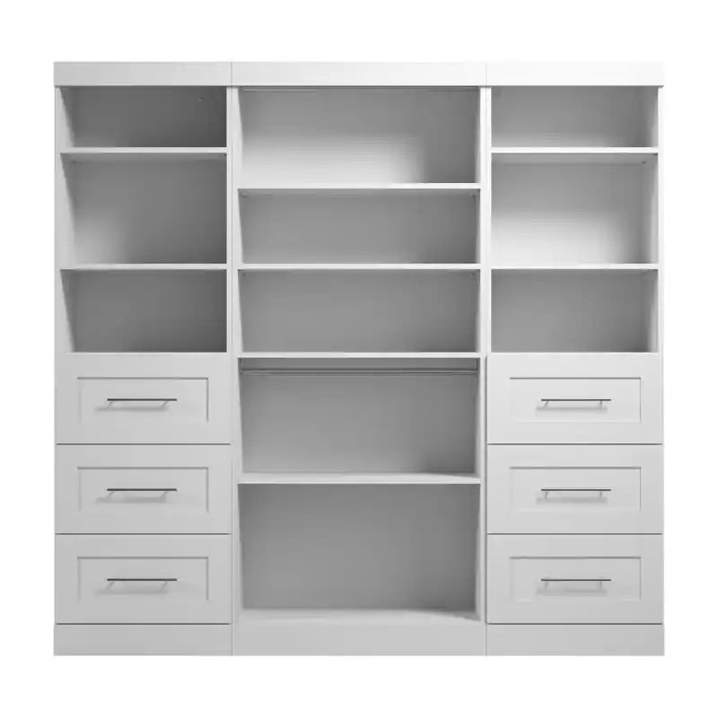 Organisateur de placard de plain-pied transitoire blanc/gris de 86 po avec tiroirs – Simple