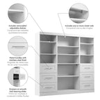 Organisateur de placard de plain-pied transitoire blanc/gris de 86 po avec tiroirs – Simple