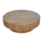 Table basse/de salon ronde moderne plaquée en bois massif avec rangement