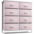 Commode Sorbus 8 tiroirs – Unité de rangement avec cadre en acier, plateau en bois, bacs en tissu – pour chambre à coucher, placard, bureau et plus encore