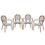 Lot de 4 chaises bistrot Lourdes Thonet empilables avec accoudoirs, en rotin PE et cadre en aluminium, pour l'intérieur et l'extérieur, de la marque Flash Furniture