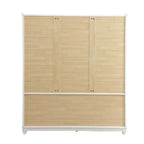 Armoire en bois blanc de 156 cm avec 2 tiroirs, tringle et étagères