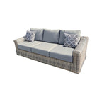 Canapé de jardin Teva Hawaii en osier tricolore gris/blanc cassé/beige avec coussin