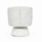 Fauteuil club pivotant rembourré crème avec piètement en bois crème, blanc cassé